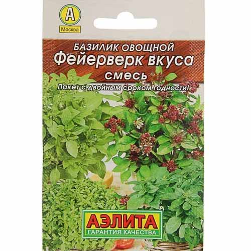 Базилик Фейерверк вкуса, смесь сортов Аэлита артикул фото 1 Базилик Фейерверк вкуса, смесь сортов Аэлита изображение 1 артикул 40019