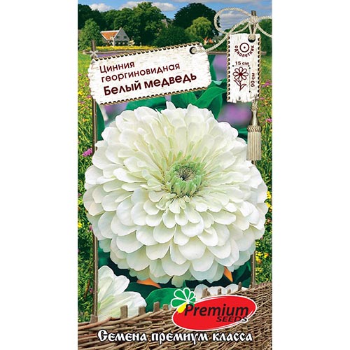 Цинния Белый медведь Premium Seeds изображение 1 артикул 93205