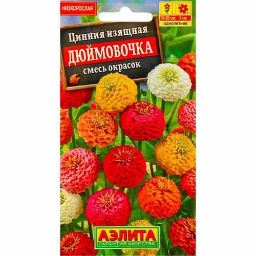 Цинния изящная Дюймовочка, смесь окрасок Аэлита изображение 1 артикул 99192