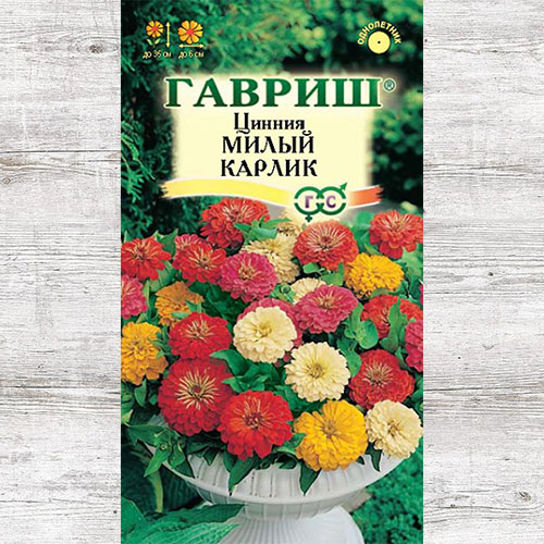 Цинния Милый карлик, смесь окрасок Гавриш артикул фото 1 Цинния Милый карлик, смесь окрасок Гавриш изображение 1 артикул 71274
