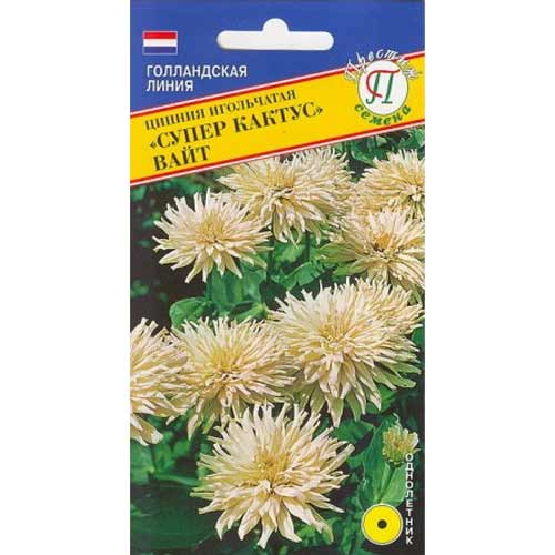 Цинния игольчатая Супер Кактус Вайт Престиж изображение 1 артикул 81415