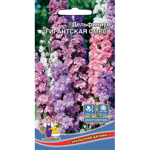 Дельфиниум Гигантская смесь, смесь окрасок Уральский дачник изображение 1 артикул 94793