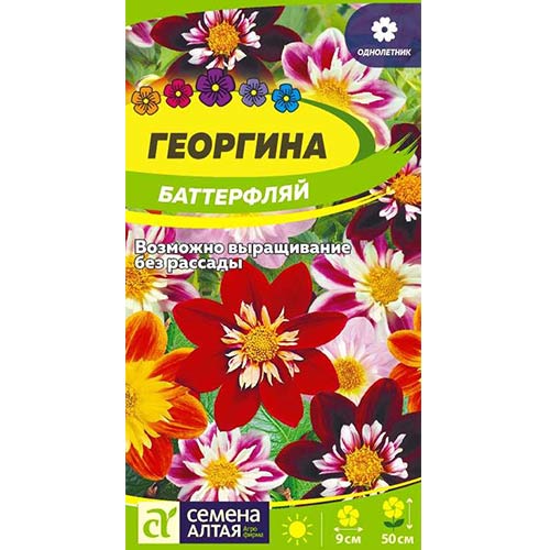 Георгина Баттерфляй, смесь окрасок Семена Алтая артикул фото 1 Георгина Баттерфляй, смесь окрасок Семена Алтая изображение 1 артикул 78139