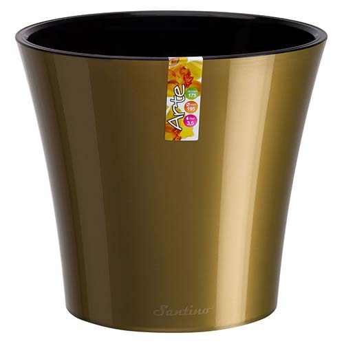 Горшок для цветов Арте с системой автополива и контролем уровня воды Золотой черный 2 л изображение 1 артикул 85298