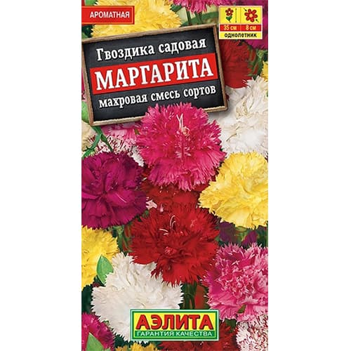 Гвоздика садовая махровая Маргарита, смесь окрасок Аэлита артикул фото 1 Гвоздика садовая махровая Маргарита, смесь окрасок Аэлита изображение 1 артикул 40331