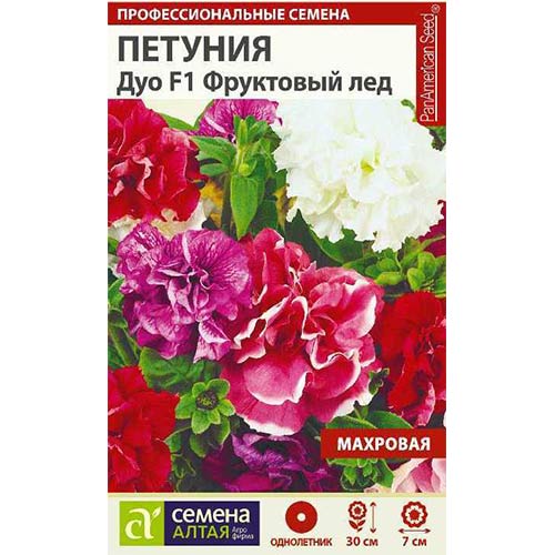 Петуния Дуо Фруктовый лед F1, смесь окрасок Семена Алтая артикул фото 1 Петуния Дуо Фруктовый лед F1, смесь окрасок Семена Алтая изображение 1 артикул 84770