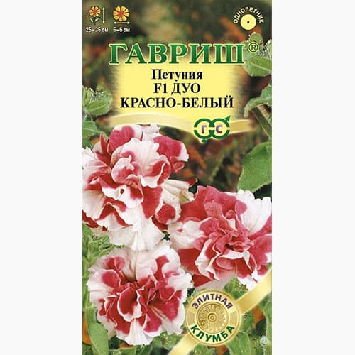 Петуния махровая Дуо красно-белый F1 Гавриш артикул фото 1 Петуния махровая Дуо красно-белый F1 Гавриш изображение 1 артикул 97770