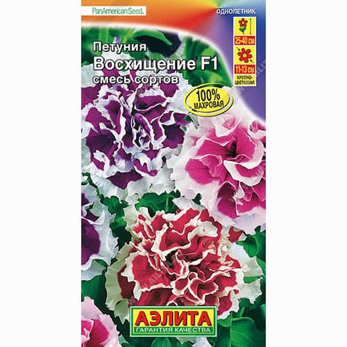 Петуния махровая крупноцветковая Восхищение F1, смесь окрасок Аэлита артикул фото 1 Петуния махровая крупноцветковая Восхищение F1, смесь окрасок Аэлита изображение 1 артикул 99094