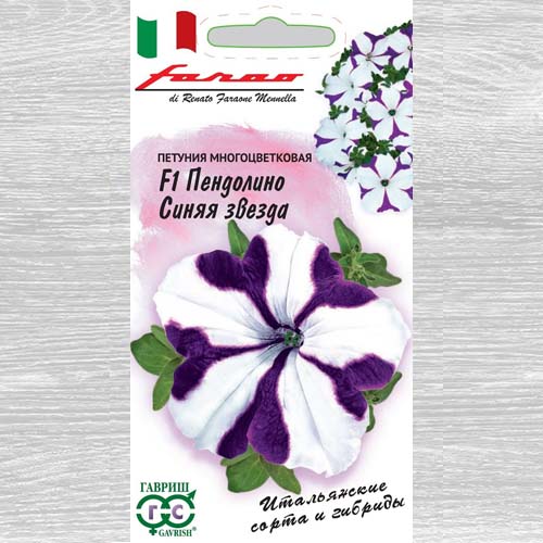 Петуния многоцветковая Пендолино Синяя звезда F1 артикул фото 1 Петуния многоцветковая Пендолино Синяя звезда F1 изображение 1 артикул 73895