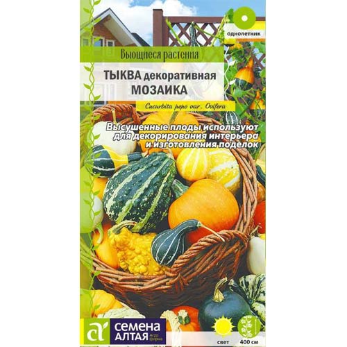 Тыква декоративная Мозаика, смесь окрасок Семена Алтая артикул фото 1 Тыква декоративная Мозаика, смесь окрасок Семена Алтая изображение 1 артикул 81798