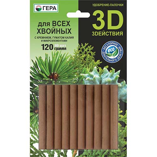Удобрение Гера 3D палочки для хвойных растений изображение 1 артикул 83244